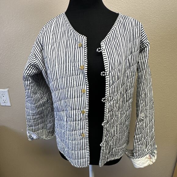 Patchwork Jacket Cotton Reversible Quilted Nantucket Cottage Core - Picture 15 of 16